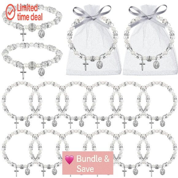 Adjustable Stretch Rosary Bracelets with Mesh Bags, Religious Jewelry Gifts - Picture 1 of 8